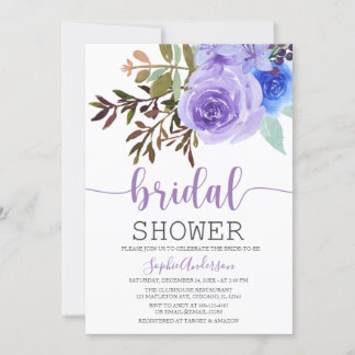 Convite  Lavanda Lilar de Aquarela Chá de panela Floral