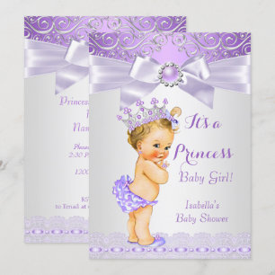 Convite Lavanda Lilás Branco Princesa Chá de Bebê Loura
