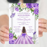 Convite Lavanda lilás prata roxa Quinceanera Borboleta<br><div class="desc">Lavanda Lilac prata roxa Quinceanera Borboleta Convite Mis Quince Anos,  15 Birthday</div>