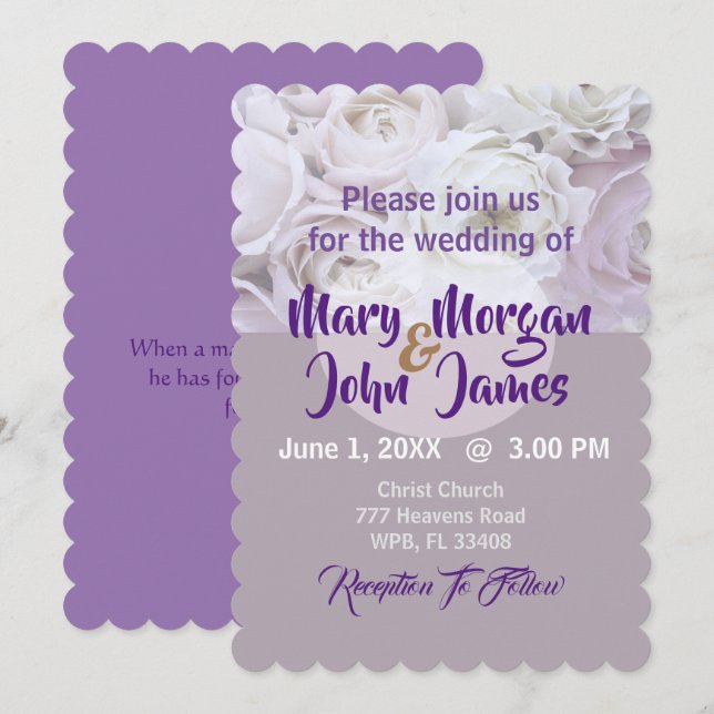 Convite Lavanda Lilás Rosa Floral Casamento (Frente/Verso)