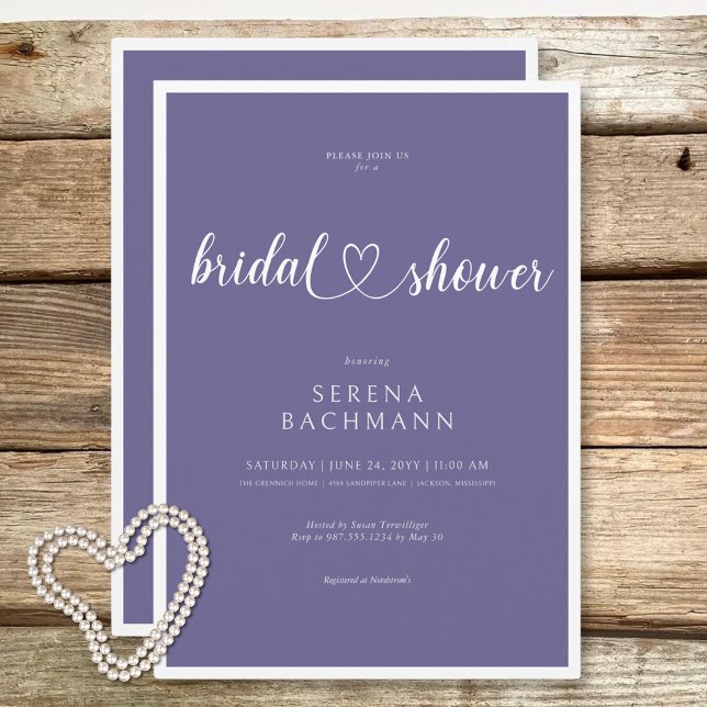 Convite Lavanda mínima romântica moderna (Modern Romantic Minimal Lavender Bridal Shower Invitation)