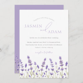 Convite Lavanda Minimalista Flores Selvagens Iniciais Casa