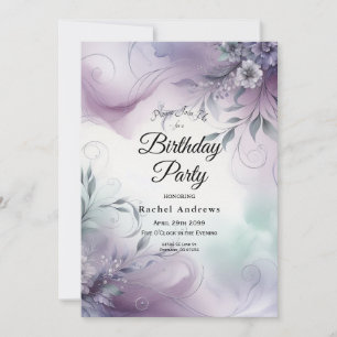 Convite Lavanda Mist e Whispers Watercolor Aniversário
