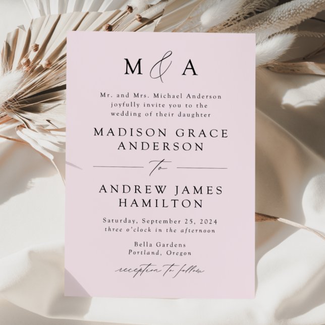 Convite Lavanda Modern Elegance Monographic Wedding (Criador carregado)