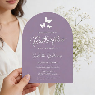 Convite Lavanda Moderna Elegante Chá de panela de Borbolet