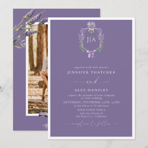 Convite Lavanda Moderna Floral Casamento de Fotografia d