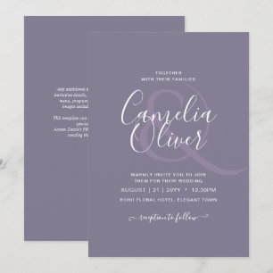 Convite LAVANDA ORÇAMENTAL Casamento Monocromático Dusty P