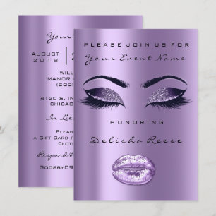 Convite Lavanda Plum Purple Black Glitter Bridal 16ª