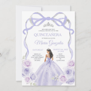 Convite Lavanda Princesa Arco Roxo Silver Quinceañera