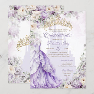 Convite Lavanda Princesa Roxa Fairytale Quinceañera