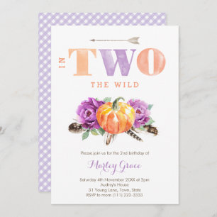 Convite Lavanda Pumpkin Boho Girl segundo aniversário Part