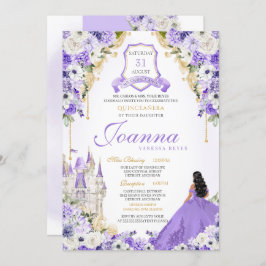 Convite Lavanda Purple e Dourada Princesa Real Quinceanera