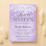 Convite Lavanda Purple Sparkle Sweet 16<br><div class="desc">Este convite 16 roxo,  roxo e lavanda moderno,  apresenta um brilho de tendências e fontes elegantes de script. Um convite glamouroso que você pode editar usando as ferramentas de modelo on-line.</div>