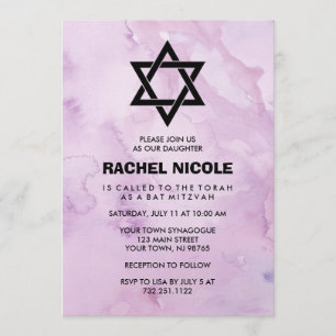 Convite Lavanda Purple Watercolor - Veja Bat Mitzvah