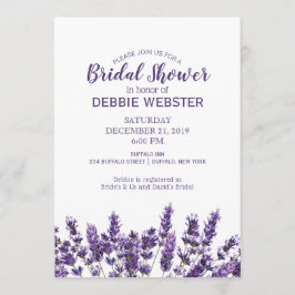 Convite Lavanda púrpura Chá de casamento do ventilador