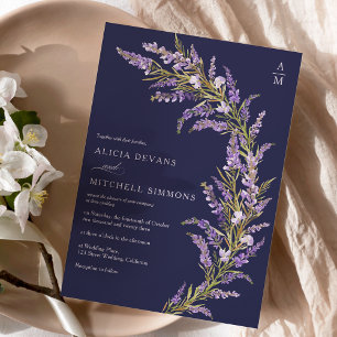 Convite Lavanda Queda outono floral casado com aquarela fl