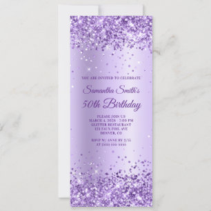 Convite Lavanda Real Roxa Satin 50º Aniversário