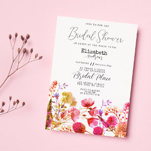 Convite Lavanda rosa Chá de panela roxa de flor silvestre