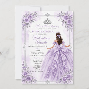 Convite Lavanda Rosa Floral Quinceañera