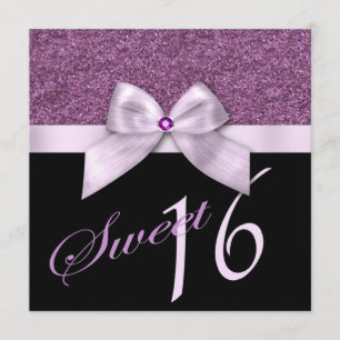 Convite Lavanda Rosa Glitter Gem Doce Dezesseis Aniversár