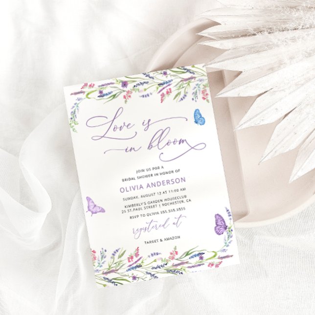 Convite Lavanda Roxa Apaixonada pelo Chá de panela de Sang (Criador carregado)