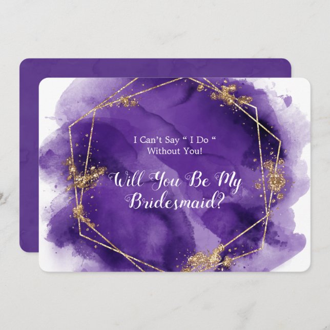 Convite Lavanda Roxa Dourada Você Será Minha Porta-Pontas (Frente/Verso)