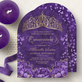 Convite Lavanda Roxa Floral Tiara Quinceanera