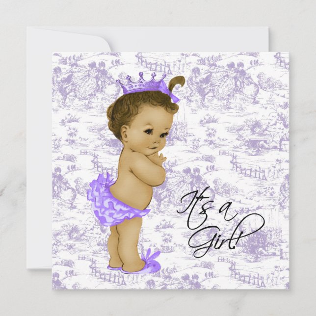 Convite Lavanda Roxo, Chá de Bebê-Bebê (Frente)