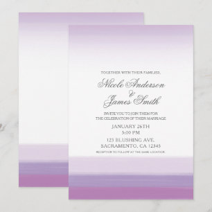 Convite Lavanda Roxo e Branco Casamento com Aquarela Moder