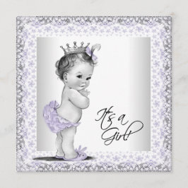 Convite Lavanda Roxo e Cinza Bebê Chá