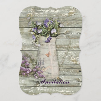 Convite lavanda russa de lavoura de madeira branca