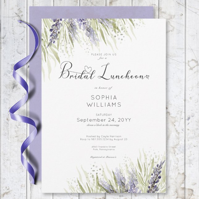 Convite Lavanda Russa e Almoço Sage Bridal (Rustic Lavender & Sage Bridal Luncheon Invitation)