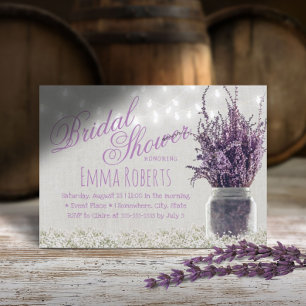 Convite Lavanda russa Floral Mason Jar Chá de panela