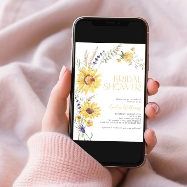 Convite Lavanda Rústica de Girassol Chá de panela Floral (Criador carregado)