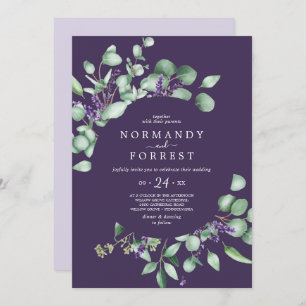 Convite Lavanda rustica e Casamento Casual Eucalyptus Purp