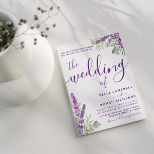 Convite Lavanda rustica e Eucalyptus Sage & Lilac Wedes