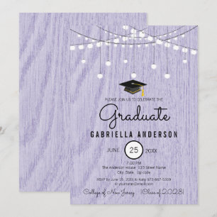 Convite Lavanda Rústica Faux Wood, porém simples gradua