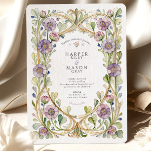 Convite Lavanda Scabiosa Floral Wedding