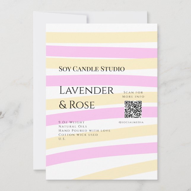 Convite Lavanda soy candela com rosa adicione q r código t (Frente)