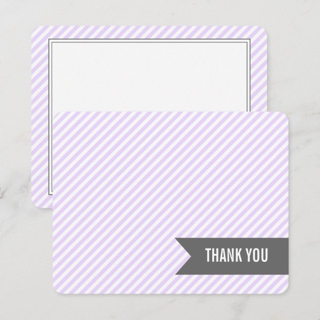 Convite Lavanda Stripes Flat Obrigado Notas (Frente/Verso)