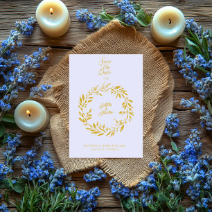 Convite Lavanda Suave e Círculo Dourado Salvar o Casamento