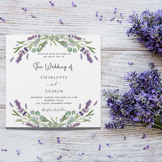 Convite Lavanda verde violeta floral floral elegante casam (Criador carregado)