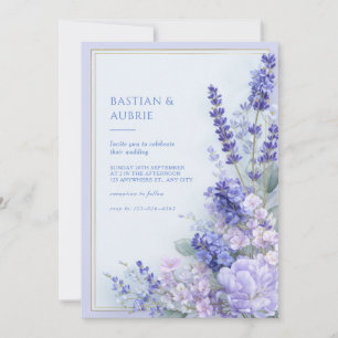 Convite Lavanda Vinca Dourado Quadro Duplo Casamento