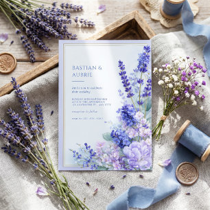 Convite Lavanda Vinca Dourado Quadro Duplo Casamento