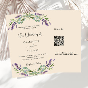 Convite Lavanda violeta bege QR código RSVP casamento de l