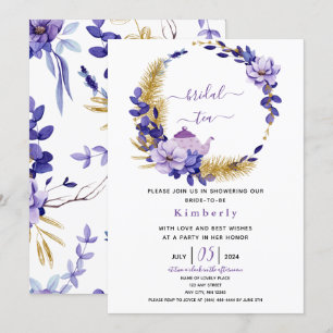 Convite Lavanda violeta e GoldChá de noiva