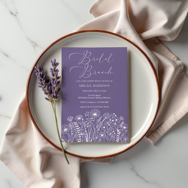 Convite Lavanda Wildflower Boho Bridal BrunChá (Criador carregado)