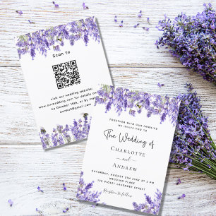 Convite Lavandas florais QR RSVP detalhes do casamento de 