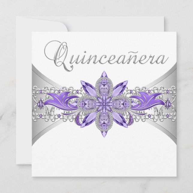 Convite Lavandas Prateadas Quinceanera (Frente)