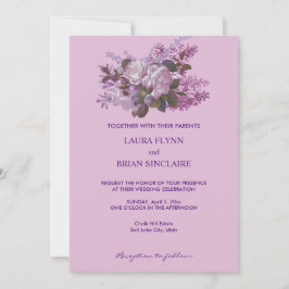 Convite Lavandas, Rosas e Lilases, Casamento